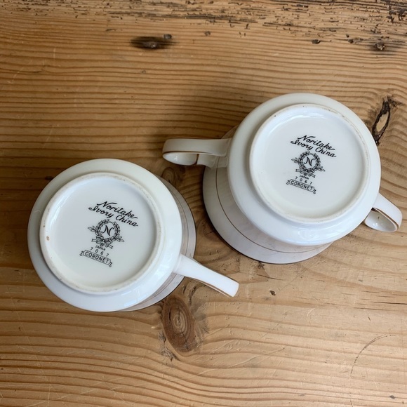 NORTAKE IVORY CHINA 7067 CORONET CREAMER AND SUGAR - Picture 5 of 10